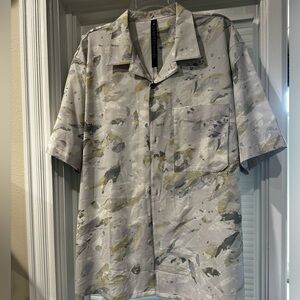 Lululemon Athletica Airing Easy Camp Collar Shirt - Gray and Green